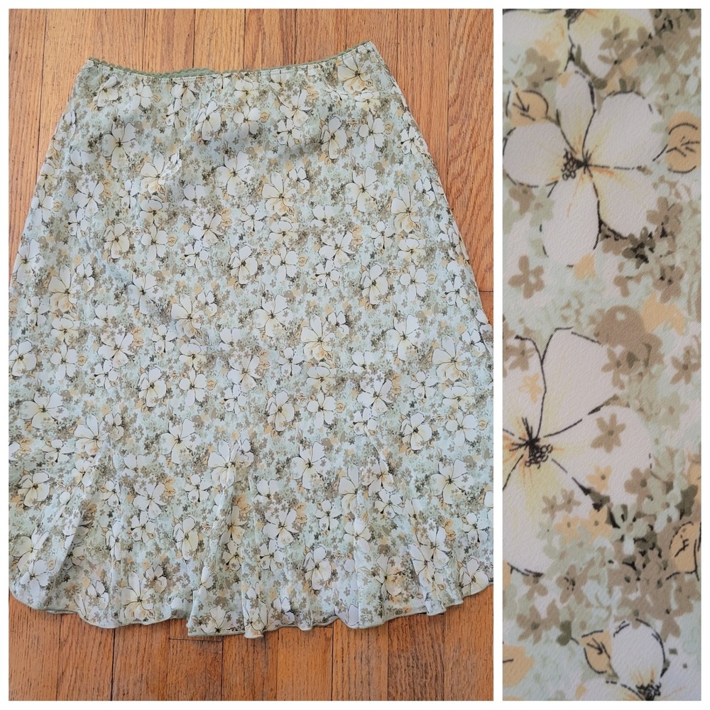 Dressbarnโ M Midi Skirt Green Floral Cottage Feminine Fairy Y2K Coquette Summer